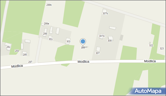 Modlica, Modlica, 305, mapa Modlica