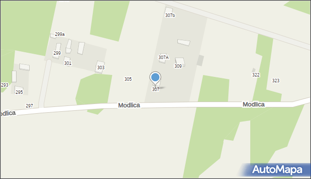 Modlica, Modlica, 307, mapa Modlica