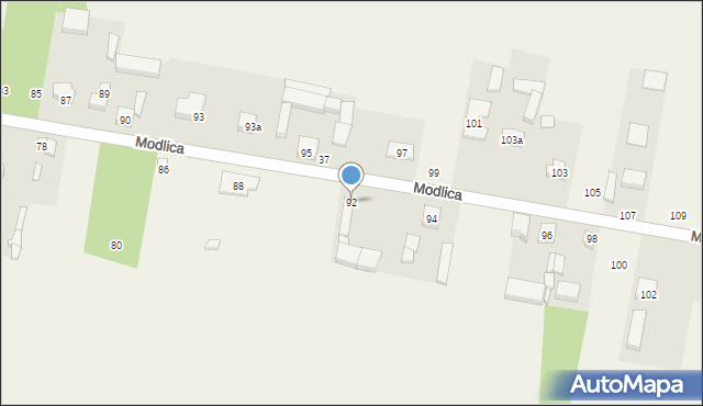 Modlica, Modlica, 92, mapa Modlica