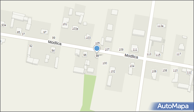 Modlica, Modlica, 98, mapa Modlica