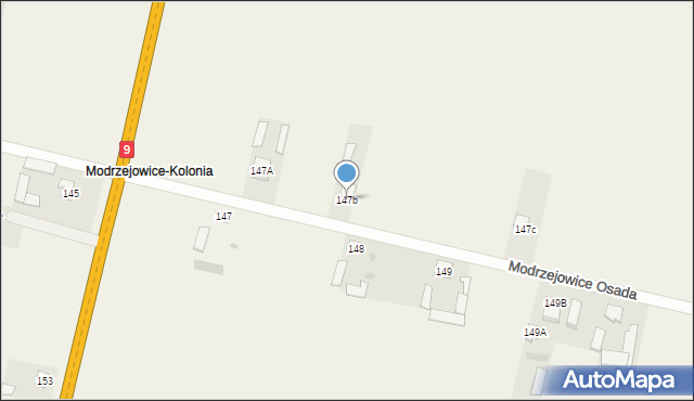 Modrzejowice Osada, Modrzejowice Osada, 147b, mapa Modrzejowice Osada