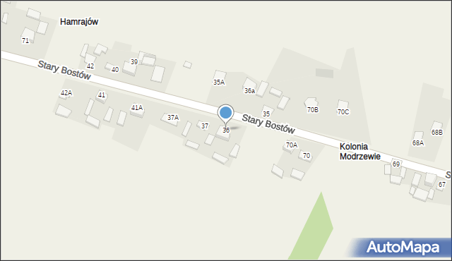 Modrzewie, Modrzewie, 36, mapa Modrzewie