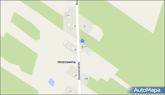 Modrzewina, Modrzewina, 20, mapa Modrzewina