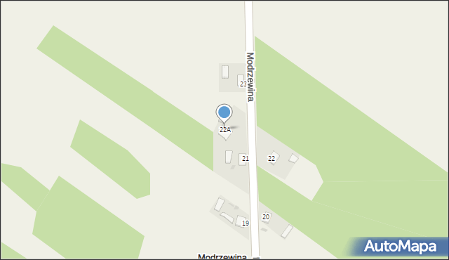 Modrzewina, Modrzewina, 22A, mapa Modrzewina