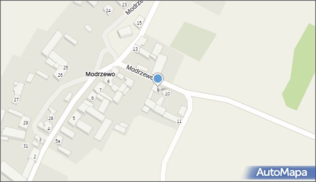 Modrzewo, Modrzewo, 9, mapa Modrzewo