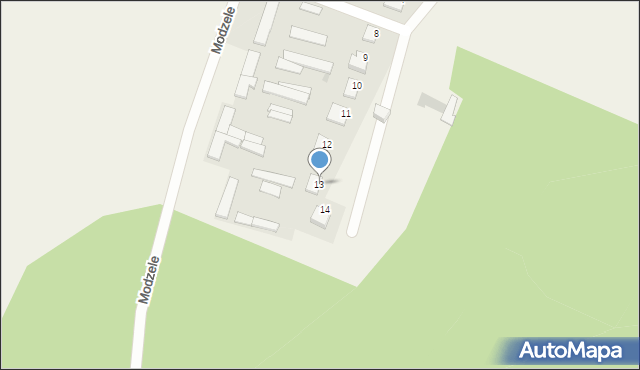 Modzele, Modzele, 13, mapa Modzele