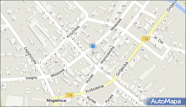 Mogielnica, Mostowa, 16, mapa Mogielnica