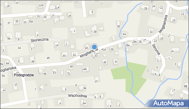 Mogilany, Mogilańska, 43a, mapa Mogilany
