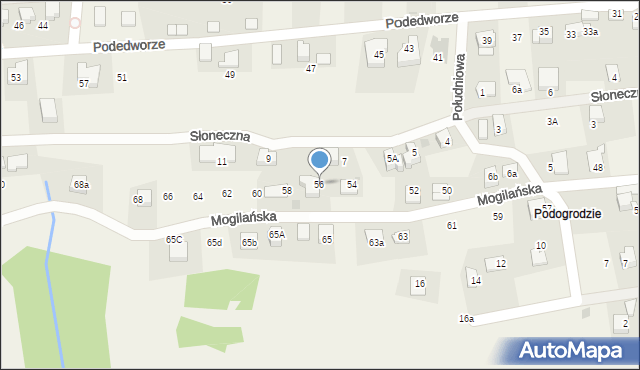 Mogilany, Mogilańska, 56, mapa Mogilany