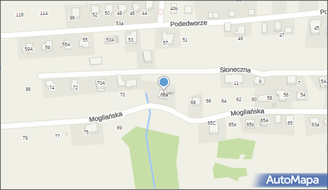 Mogilany, Mogilańska, 68a, mapa Mogilany