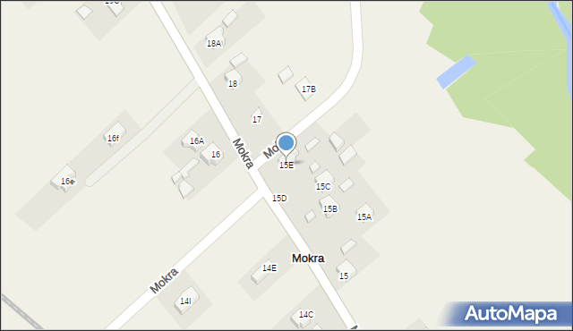 Mokra, Mokra, 15E, mapa Mokra