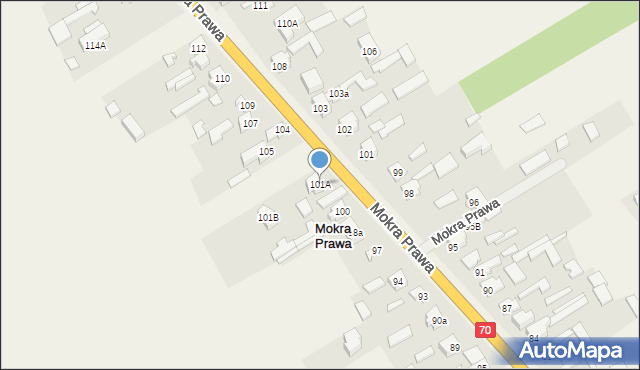 Mokra Prawa, Mokra Prawa, 101A, mapa Mokra Prawa