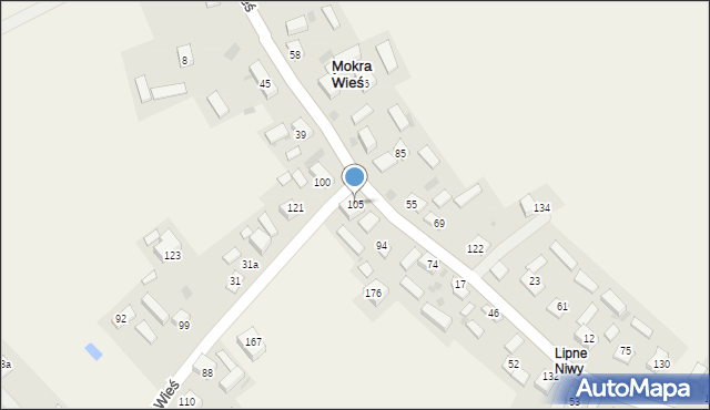 Mokra Wieś, Mokra Wieś, 105, mapa Mokra Wieś