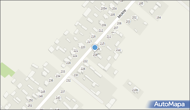 Mokre, Mokre, 219, mapa Mokre