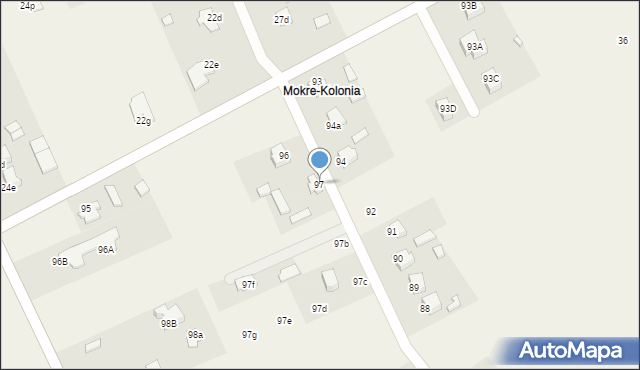 Mokre, Mokre, 97, mapa Mokre