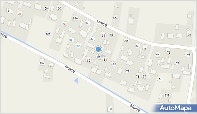 Mokre, Mokre, 85, mapa Mokre