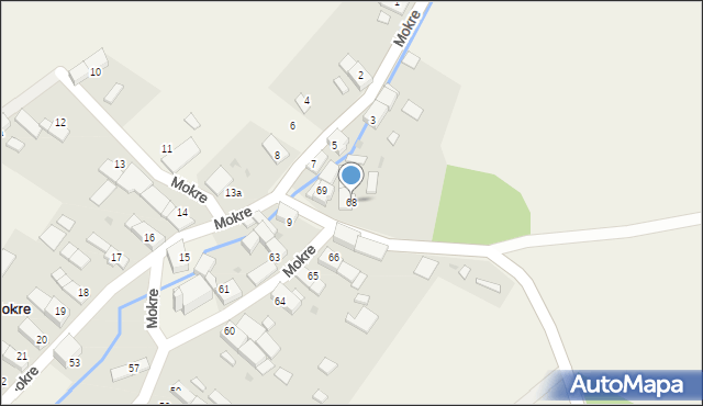 Mokre, Mokre, 68, mapa Mokre