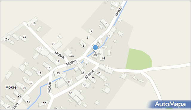 Mokre, Mokre, 69, mapa Mokre