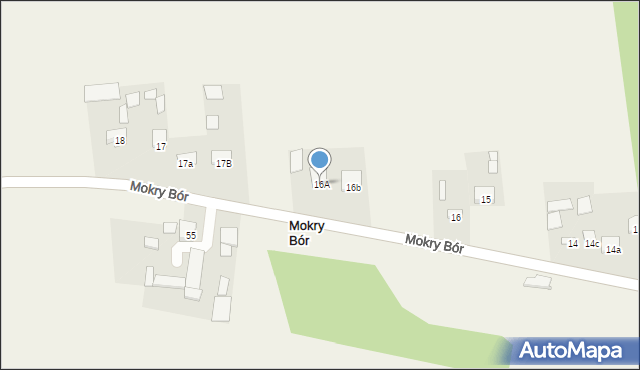 Mokry Bór, Mokry Bór, 16A, mapa Mokry Bór