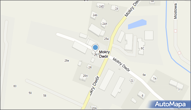 Mokry Dwór, Mokry Dwór, 25, mapa Mokry Dwór