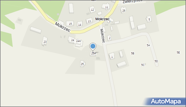 Mokrzec, Mokrzec, 25A, mapa Mokrzec