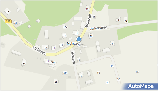 Mokrzec, Mokrzec, 3, mapa Mokrzec
