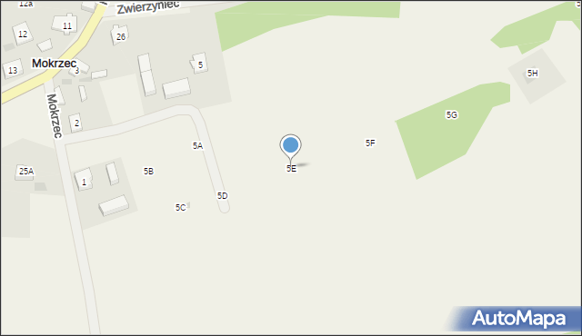 Mokrzec, Mokrzec, 5E, mapa Mokrzec