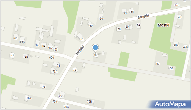 Mostki, Mostki, 62, mapa Mostki