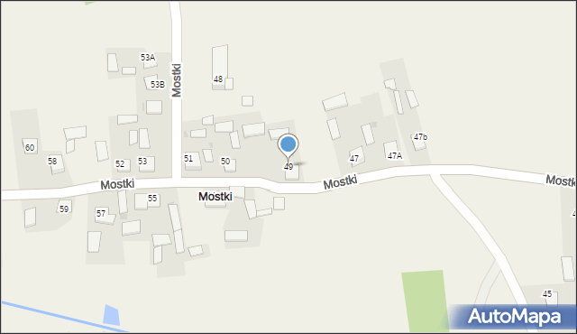 Mostki, Mostki, 49, mapa Mostki
