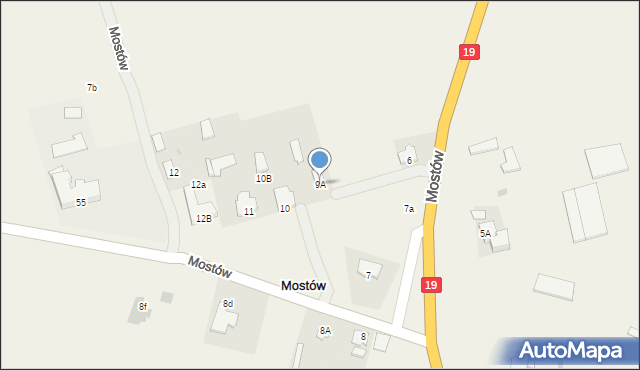 Mostów, Mostów, 9A, mapa Mostów