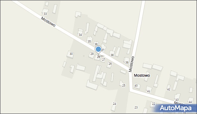 Mostowo, Mostowo, 28, mapa Mostowo