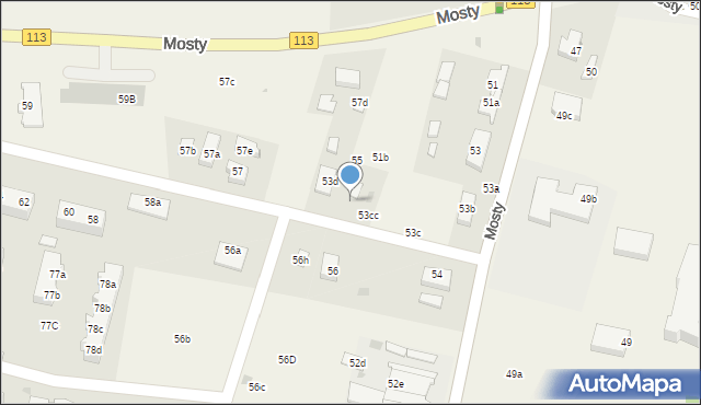 Mosty, Mosty, 53cd, mapa Mosty