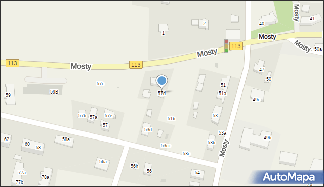 Mosty, Mosty, 57d, mapa Mosty