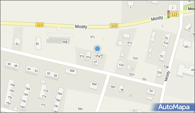 Mosty, Mosty, 57e, mapa Mosty