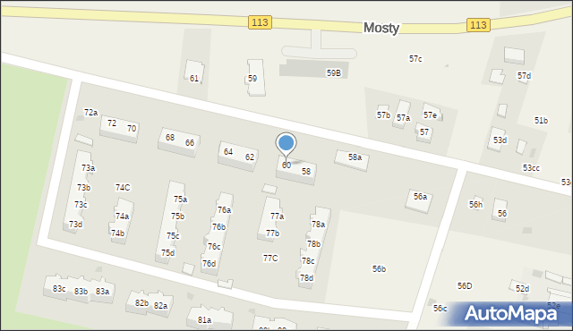 Mosty, Mosty, 60, mapa Mosty