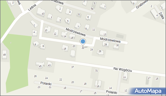 Mosty, Modrzewiowa, 22, mapa Mosty