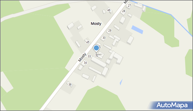 Mosty, Mosty, 32, mapa Mosty