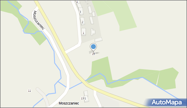 Moszczaniec, Moszczaniec, 15, mapa Moszczaniec
