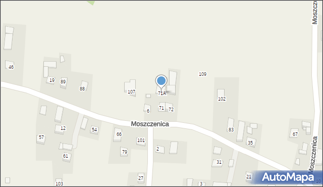 Moszczenica, Moszczenica, 71A, mapa Moszczenica