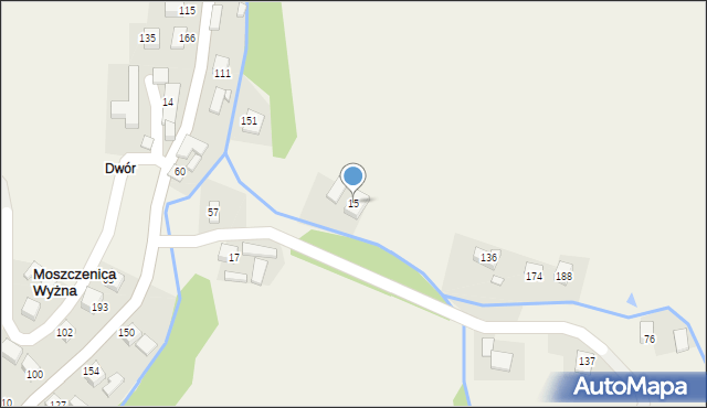 Moszczenica Wyżna, Moszczenica Wyżna, 15, mapa Moszczenica Wyżna