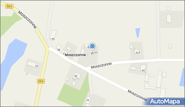 Moszczonne, Moszczonne, 50, mapa Moszczonne