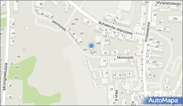 Mrągowo, Moniuszki Stanisława, 12, mapa Mrągowo