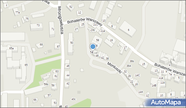 Mrągowo, Moniuszki Stanisława, 52, mapa Mrągowo