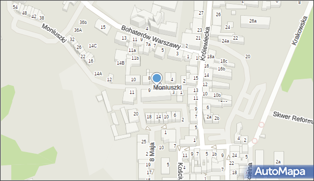 Mrągowo, Moniuszki Stanisława, 7, mapa Mrągowo