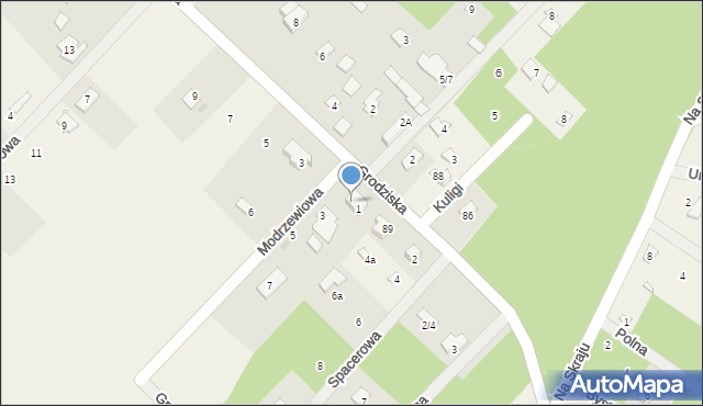 Musuły, Modrzewiowa, 1, mapa Musuły