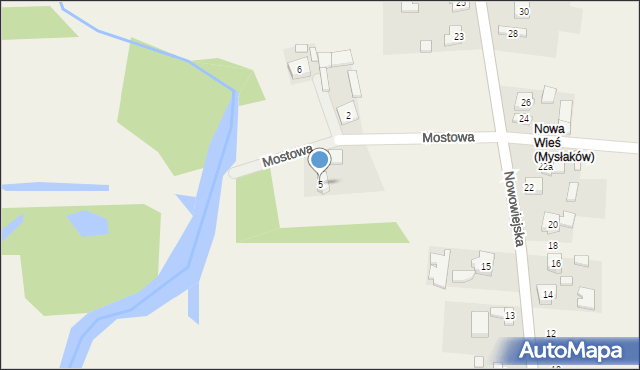 Mysłaków, Mostowa, 5, mapa Mysłaków