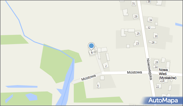 Mysłaków, Mostowa, 6, mapa Mysłaków