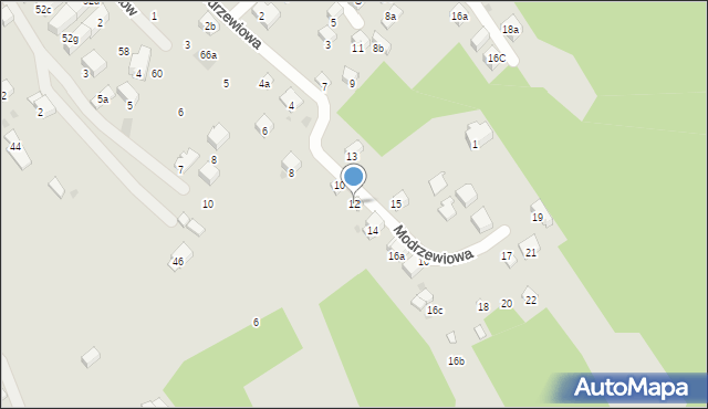 Myślenice, Modrzewiowa, 12, mapa Myślenice