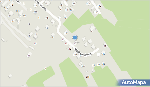 Myślenice, Modrzewiowa, 15, mapa Myślenice