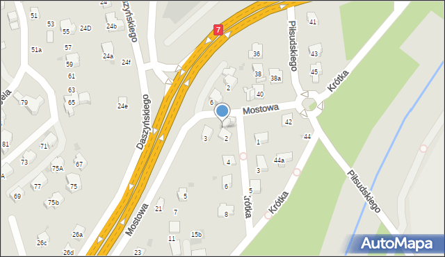 Myślenice, Mostowa, 1, mapa Myślenice